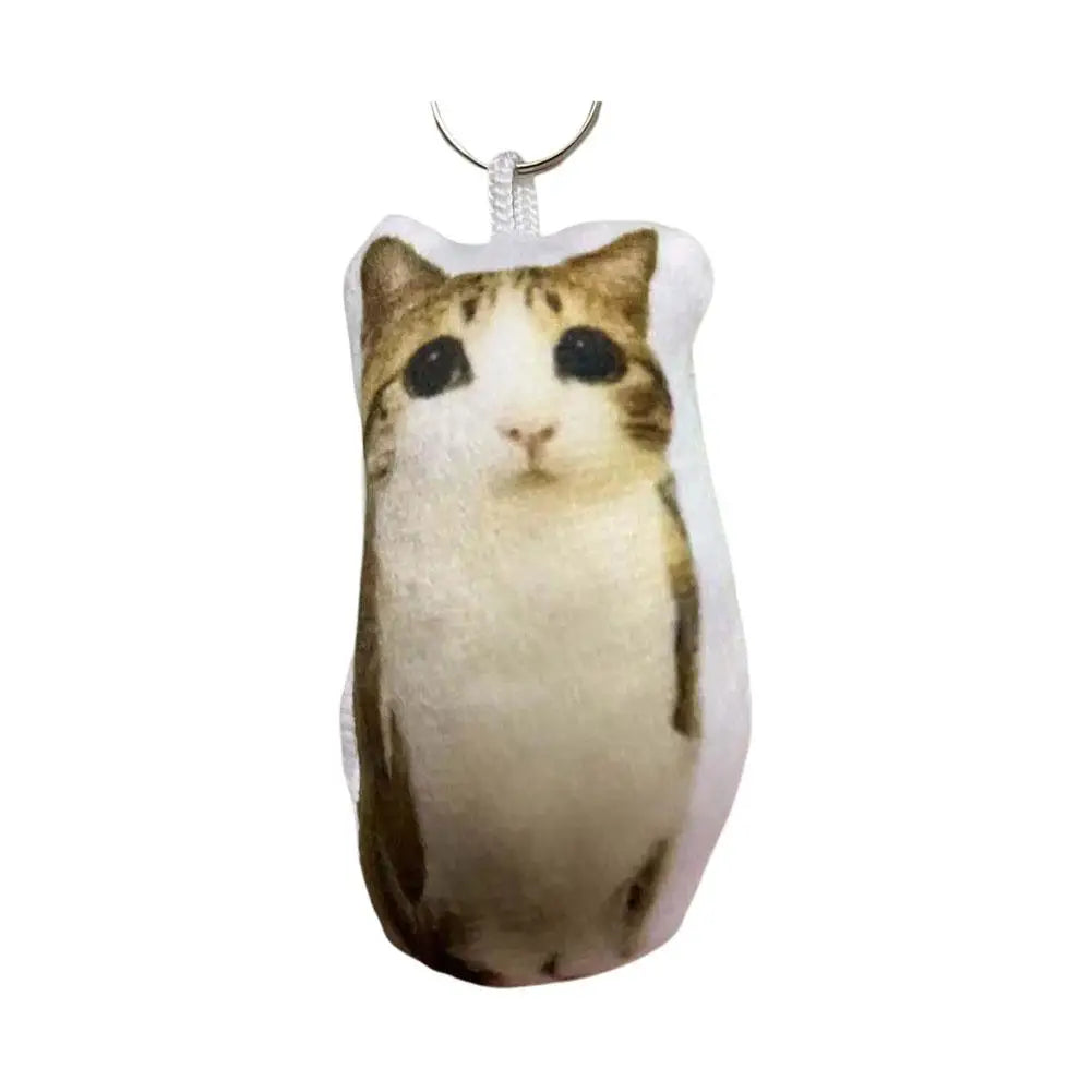 Funny Meowl Voice-Playing Plush Keychain Realistic Cat Meow Sound Toy Squeeze Stress Relief Charm High-Definition Print Feline