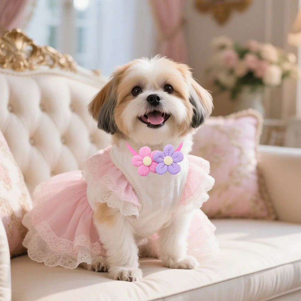 50PCS Colorful Flower Dog Bowties Handmade Puppy Necklaces Adjustable Pet Dog Bow Ties Collars Fashion Pet Products For Dogs