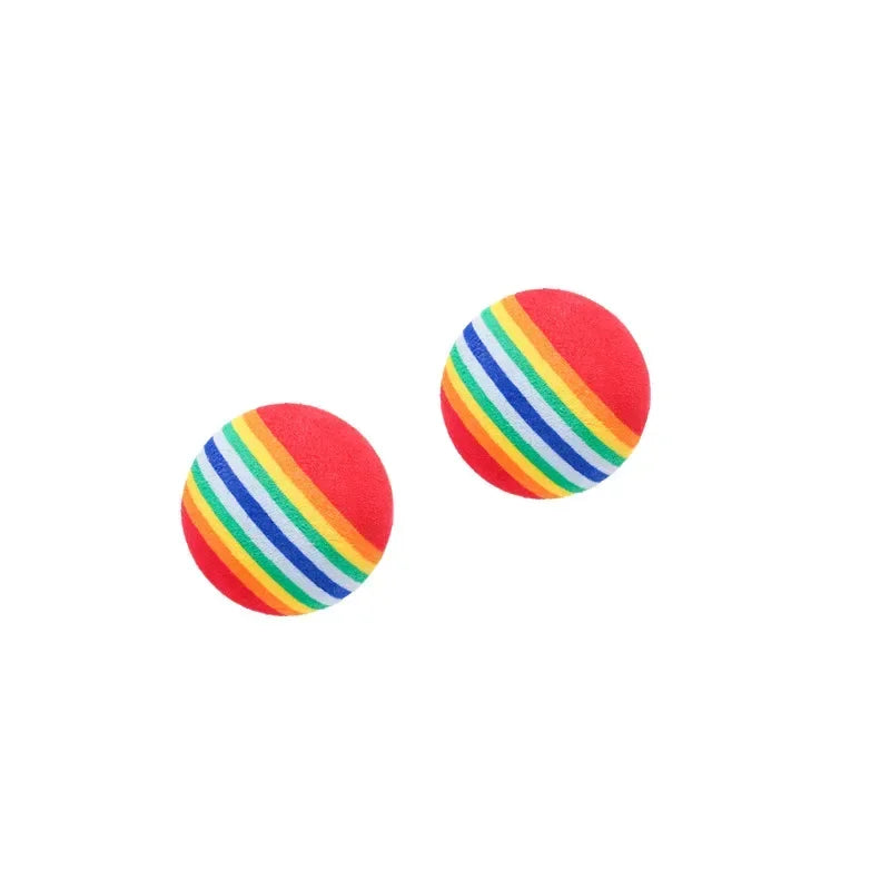 5pcs/10pcs Rainbow Cat Toys Ball Interactive Cat Dog Play Chewing Rattle Scratch Ball Training Cat Rainbow Ball Toy Pet Supplies