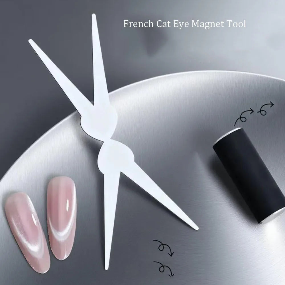 3D Double Headed Nails French Shape Strong Cat Eye Magnet Nail Art Gel Polish Magnetic Effect Manicure Accessories Tools Set
