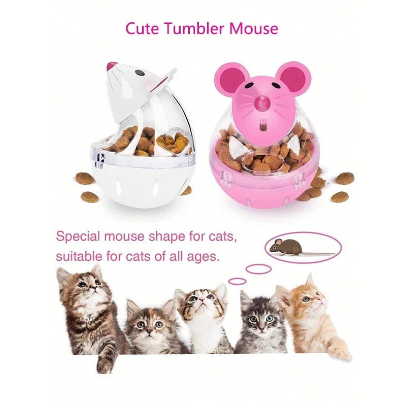Mouse tumbler leaks food ball pet cat dog leaks food device dog cat interactive play toys cat toys.