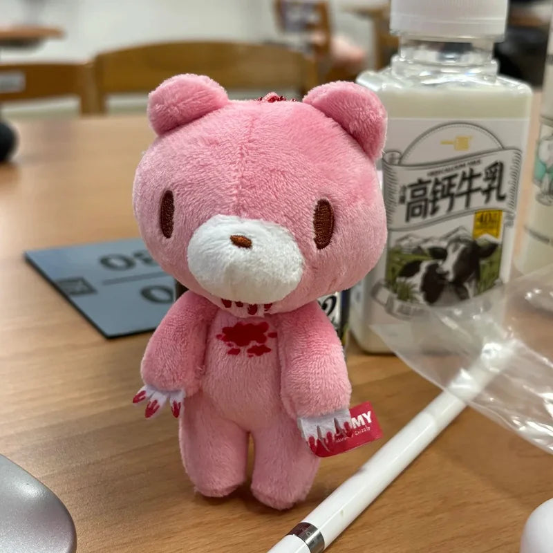 12cm Pink Bear Plush Pendant Toy Bloodthirsty Pink Bear Gift Doll Pet Companion Toy Accessories Christmas Birthday Girl Gift