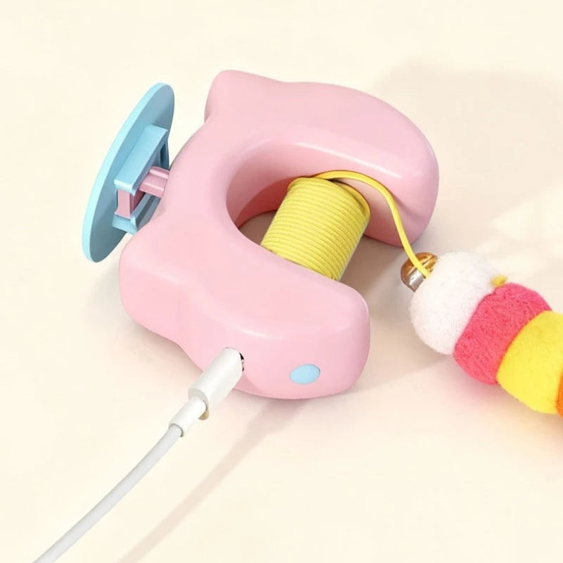 Electric Cat Toy with 2 Ropes Auto Swing Feather Toy Interactive Kitten Toy For Self Playing  Caterpillar Interactive Cat Toys