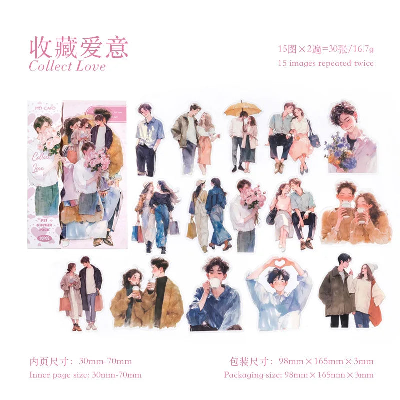 30 pcs/pack Young girl theme Character sticker Fashion wear Decorative Stick Labels Journal notebook Scrapbooking accessories