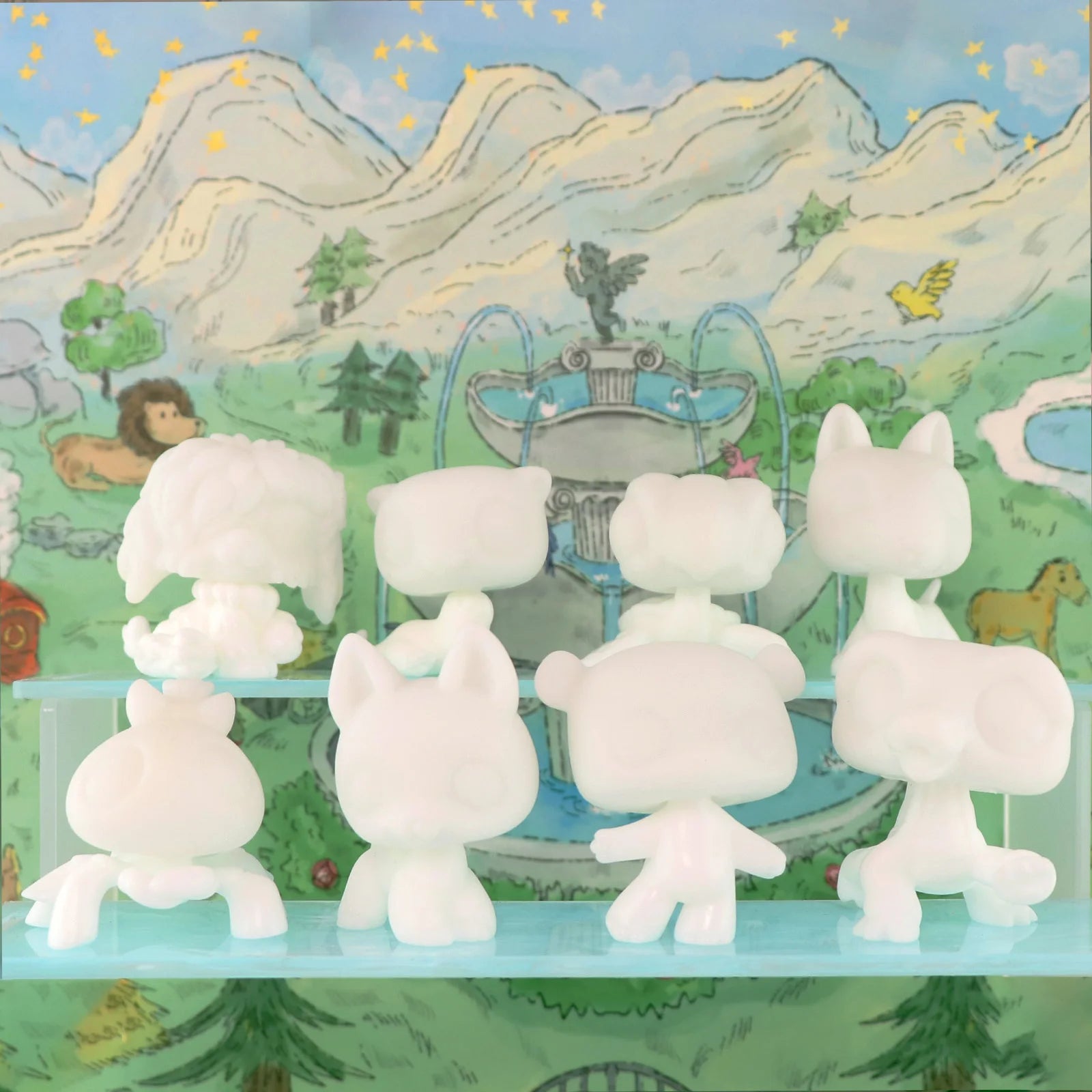 Minilpsshop White Base For Pet Shop Toy Crocodile Spider German Shepherd Turtle Panda Bull Terrier and Sheepdog DIY Painting