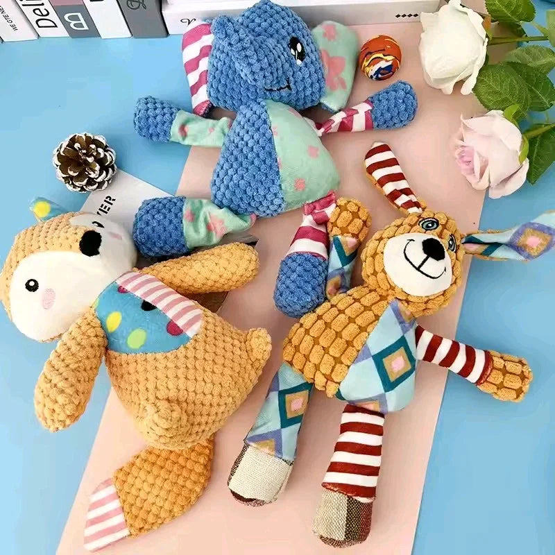 New elephant toy patchwork rabbit fox toy dog toy sound pet plush chew toy bite-resistant dog toy plush sound interactive toy