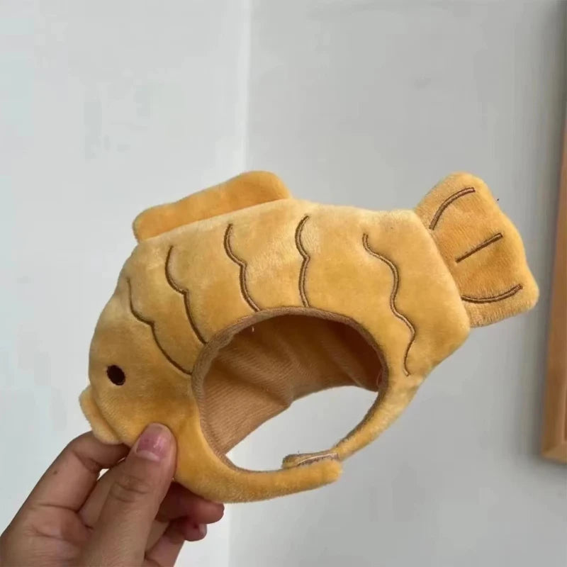 Cartoon Cat Hat Cute Fish Shape Pet Cat Costume Breathable Headdress Hat For Cat Pet Cat Headgear Pet Plush Fun Hat Toy For Cat