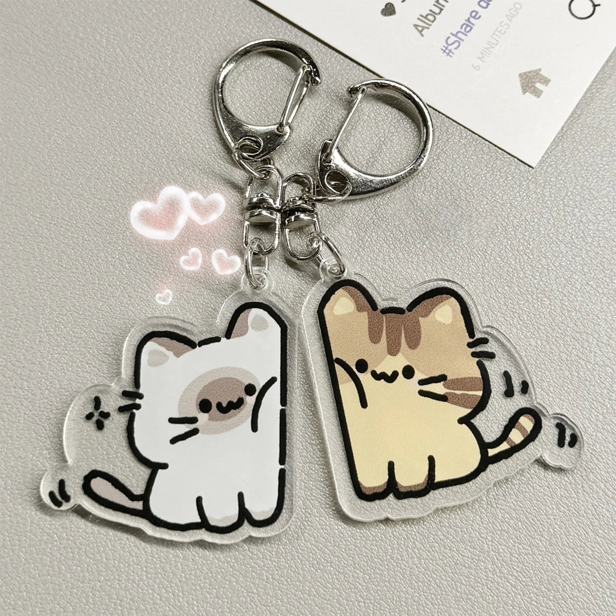 2 PCS Cute Cat Keychain Pendant, Matching Couple or Friend Gift, Cute Backpack Accessory, Friendship Token, Decorative Trinket