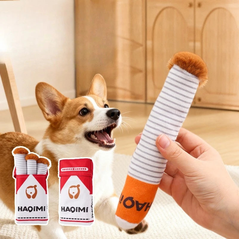Interactive Plush Dog Toys Creative Cigarette Interactive Funny Dog Toys Plush Chewing Toy Squeak Dog Toy Pet Gifts