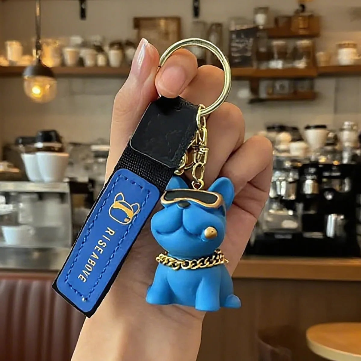 Cool And Trendy Bulldog Keychains Cute Resin Dog Pendants,Car Key Chains Couple Pendants Small Gifts