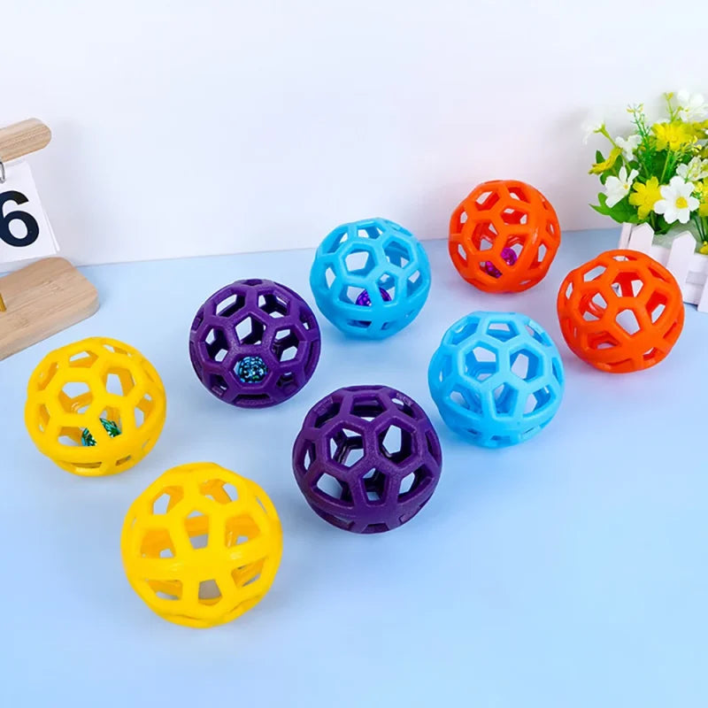 Geometric Pet Interactive Chew Ball With Bell For Cat Dog Training Playing Teeth Cleaning Safe Entertainment Accessory