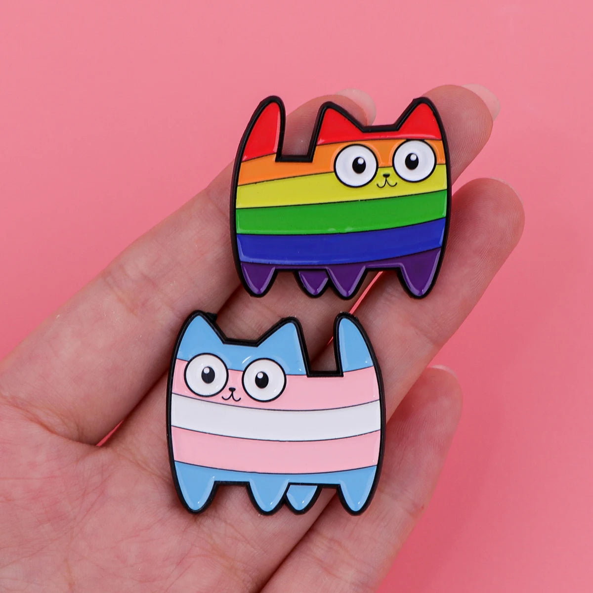 Cute Rainbow Galaxy Cat Enamel Pins Kawaii Cartoon Brooches Animal Lapel Badges Jewelry Gifts for Cat Lovers & Pride Accessories