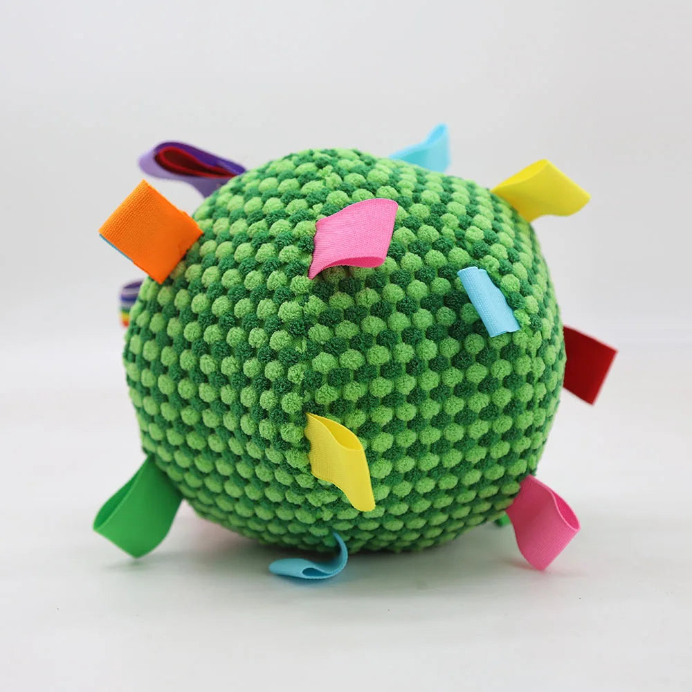 Training Soft Fabric Ball with Bell: Squeaky Fetch & Chew Toy for Dogs - Interactive Toss and Bite Play for Puppy Training