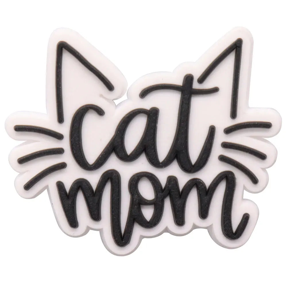 1-17PCS PVC Kawaii Animal Cat Mom Sandal Shoe Decoration Buckle Charms Fit Wristbands Hole Slipper Accessories Kid Xmas Gift