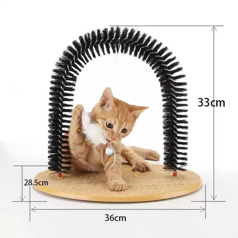 Arch Cat Self Groomer Brush, Cat Rubbing Massager Arch Door, Cat Scratching Pad Pet Hair Remover Grooming Toy
