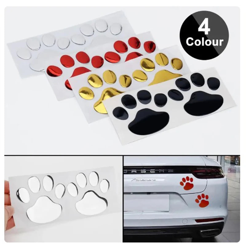 Car Stickers Creative Decals Paw 3D Animal Dog Cat Foot Prints Decal Car Motocycle Sticker Car Accessories
