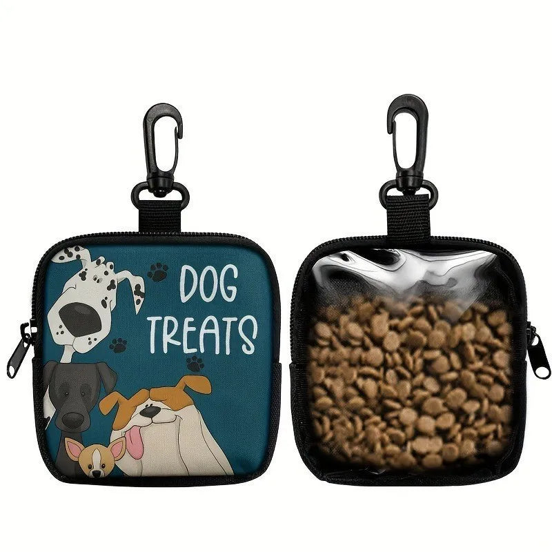 Portable Dog Snack Bag with Transparent Window and Zipper Clip-on Training Snack Bag for Walking Outdoors and Daily Rewards