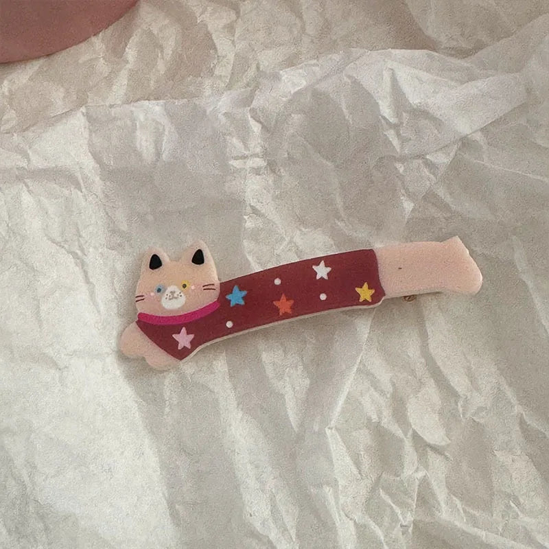 Cute long cat duckbill hair clip sweet girl heart bangs clip new Japanese and Korean cartoon headwear hair accessories for women