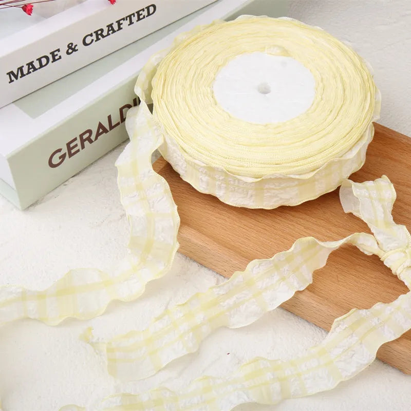 Cotton fabric plaid wavy edge lace barcode DIY headwear gift box clothing frame bow knot production material pet supplies ribbon