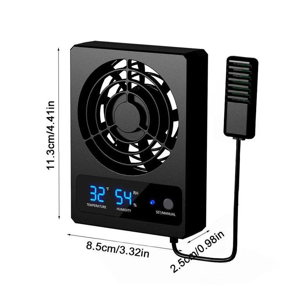 1pc Ventilation Fan For Reptile Enclosure Dehumidifier For Rainforest-Terrarium Home Pet Products Temperature Controlled Fan