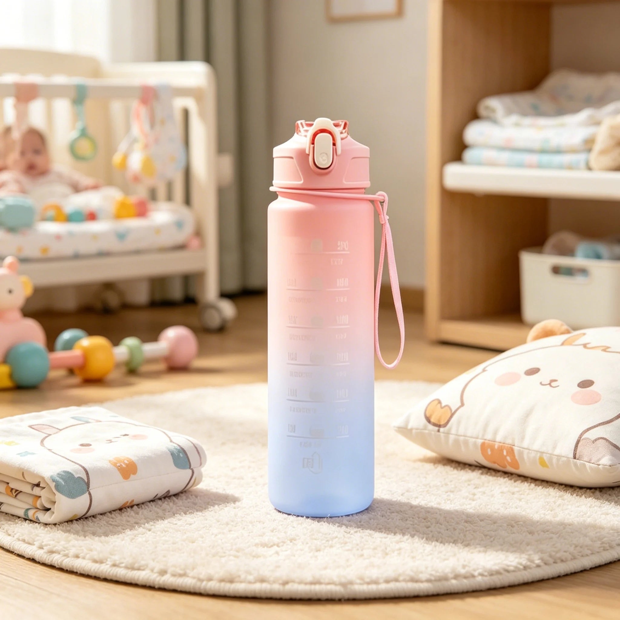 3D Printed Cute Cartoon Cat PVC-Free, Leak-Proof, Matte Finish 750ML Water Bottle,Includes Carry Loop Outdoor Activities