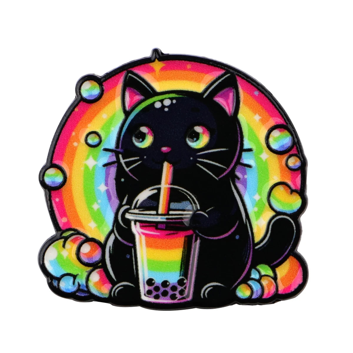 Cute Rainbow Galaxy Cat Enamel Pins Kawaii Cartoon Brooches Animal Lapel Badges Jewelry Gifts for Cat Lovers & Pride Accessories