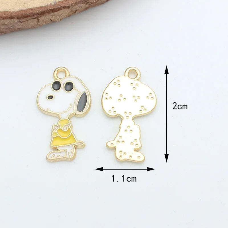 10pcs Cartoon Snoopy Decorations Cute Dog Alloy Pendant Animal Series Children's DIY Creative Fashion Jewelry Accessories Gift
