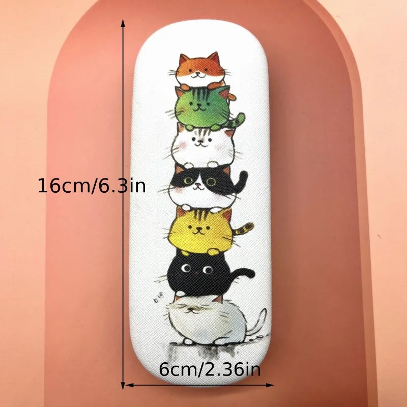 Cute Round-Headed Cat-Themed Contact Glasses Case Stylish and Convenient for Storing Prescription Sunglasses Glasses Storage Box