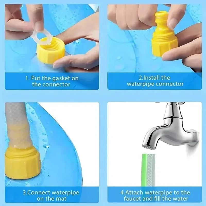 Summer Pet Pool Inflatable Splash Pad, Non-Slip Cooling Play Mat for Dogs, Durable Outdoor Interactive Sprinkler Toy