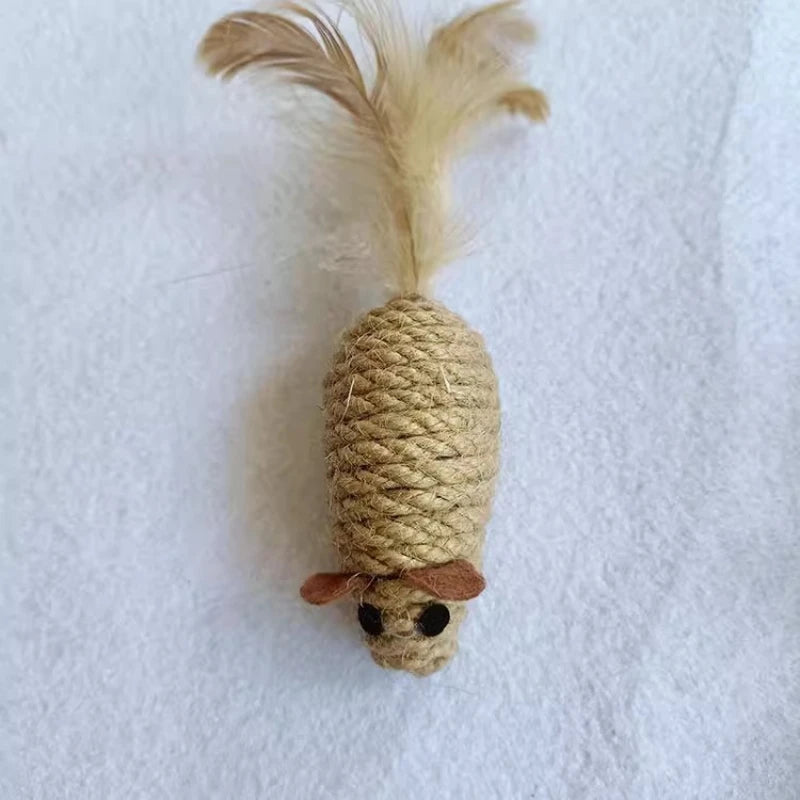 Cat Chew Toy Bite Resistant Mouse Feather Kitten Toy Teeth Cleaning Interactive Cat Teasing Sticks Toy Supplies