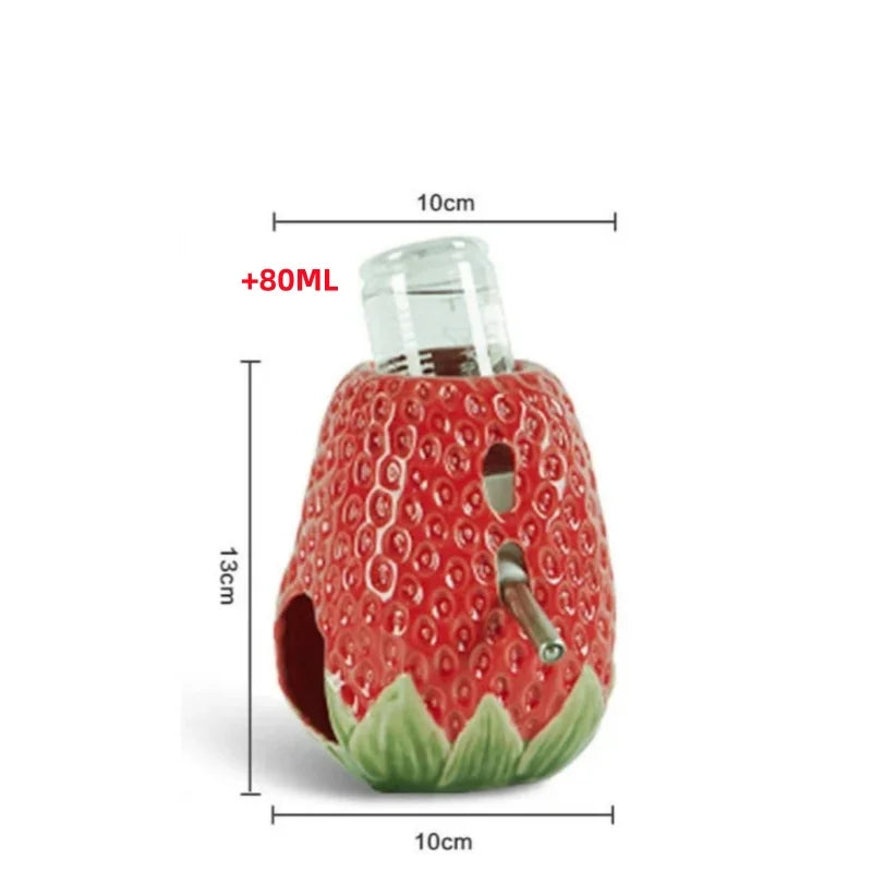 Cute Ceramic Strawberry House Pet Items Hamster Cage Small Pet Bowl For Rabbit Ferret Rat Chinchilla Hedgehog Pet Products
