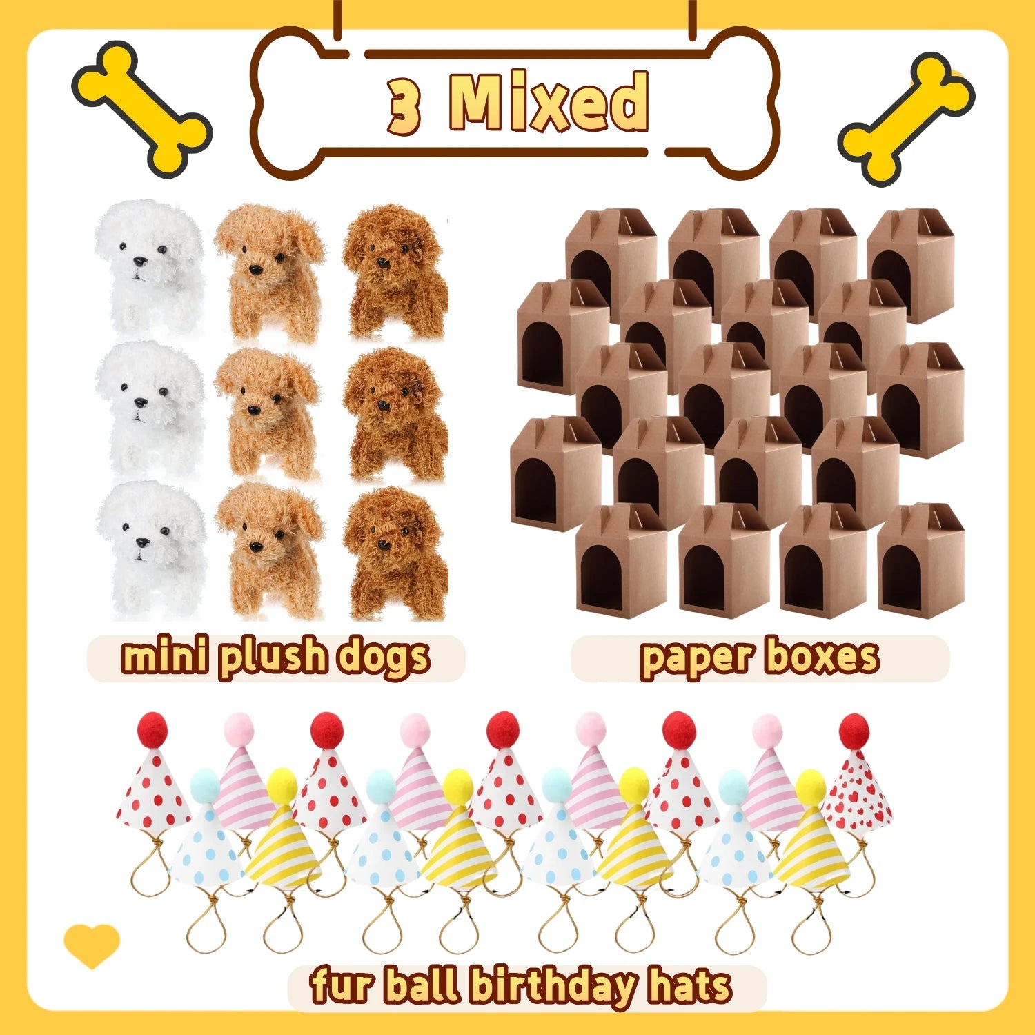 12-80Set Mini Plush Puppy Stuffed Dogs Adopt A Pet Dog Party Favors Goodie Bags, Animals Bulk Gift Toys