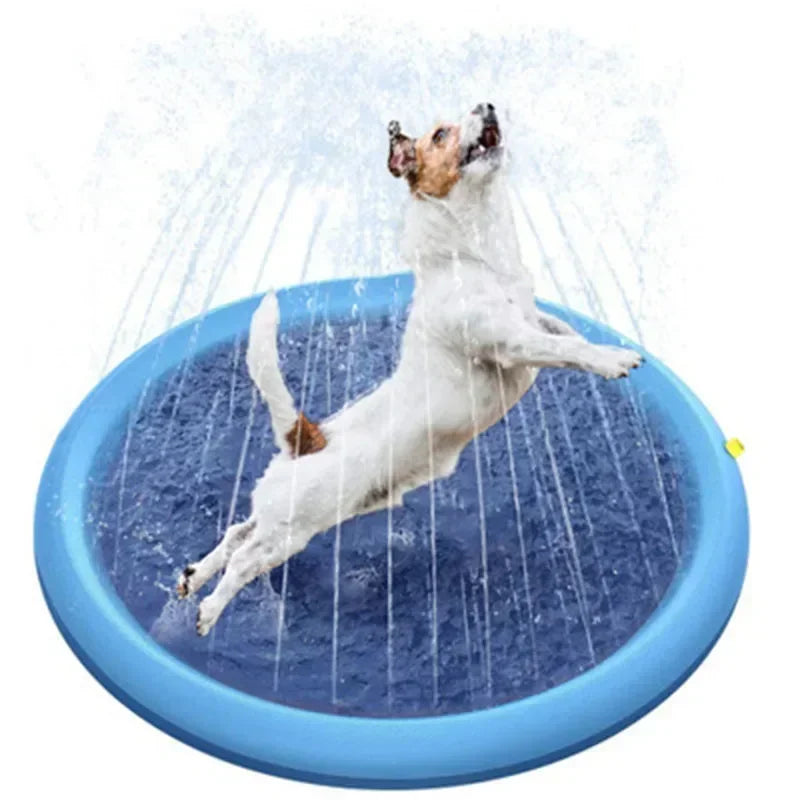 Summer Pet Pool Inflatable Splash Pad, Non-Slip Cooling Play Mat for Dogs, Durable Outdoor Interactive Sprinkler Toy