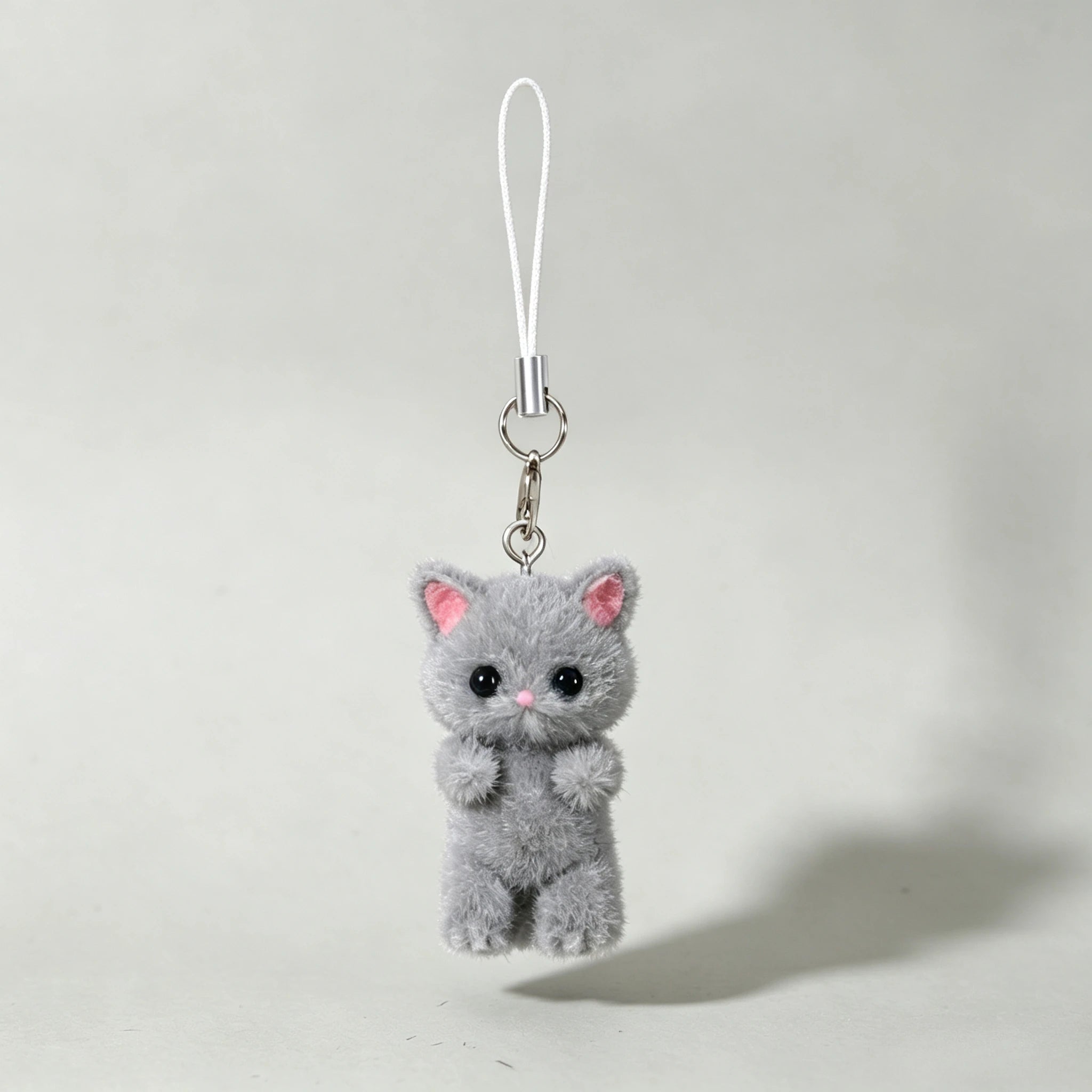 Cute Angel Wing Flocking Cat Charm Keychain for Women Cute Mini Kitten Bag Pendant Sweet Girl Phone Lanyard Keychain Accessories