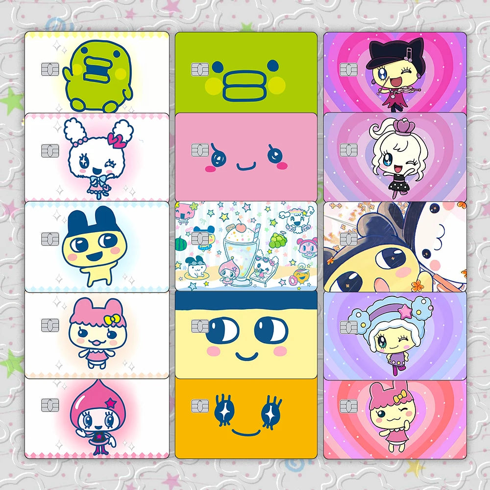 Cute Cartoon Mametchi Credit Card Skin Sticker Electronic Pet Matte Stickers for VISA Cards and Other IC Magnetic Cards Decal