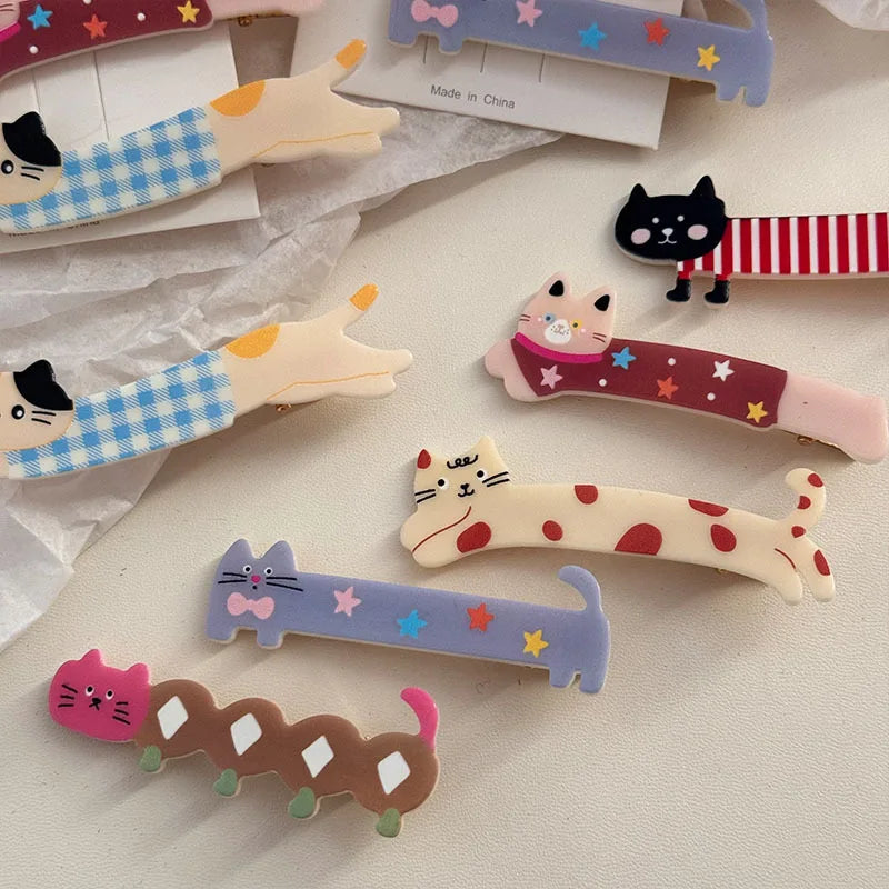 Cute long cat duckbill hair clip sweet girl heart bangs clip new Japanese and Korean cartoon headwear hair accessories for women
