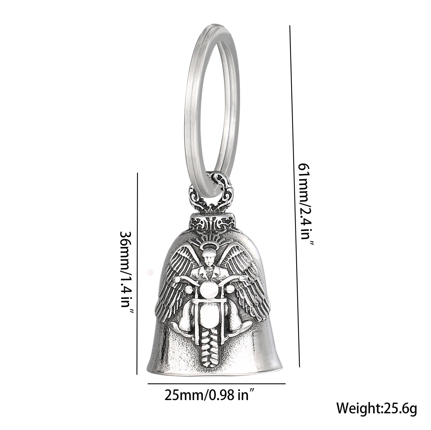 Motorcycle Guardian Bell Key Chain for Riders,Stainless Steel Biker Bells Accessories & Live To Ride for Luck