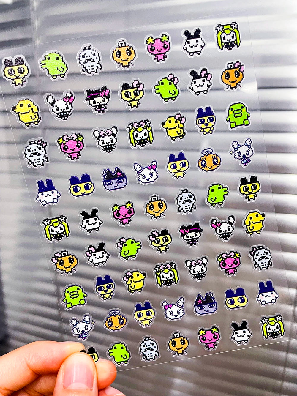 Kawaii Y2K Cute Pet Japanese Anime Self Adhesive Nail Sliders Pixel Style Mini Hand Account Diy Accessory Korean Nail Sticker
