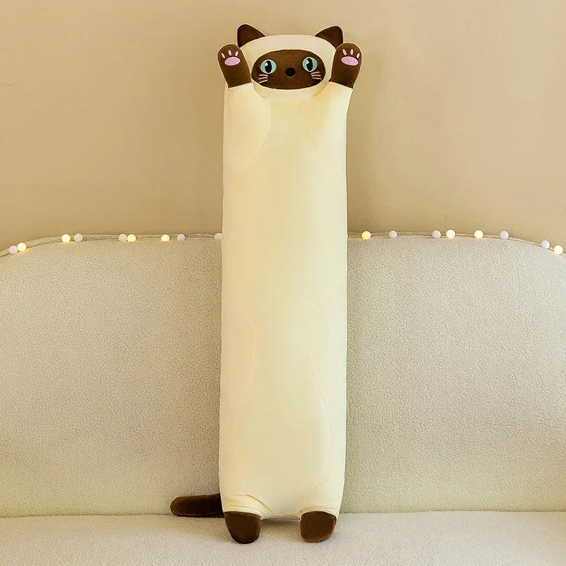 Cute  Cat Plush Toy Long Pink Brown Grey Sleeping Cats Leg Pillow Squishy Little Animal Doll Appeasing Plushie Gift