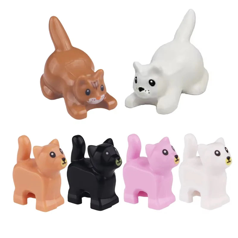 MOC Animal Scene Building Blocks Cats Dogs Sheep Pigs Chickens Eagle Parrots Dolphin Zoo Fram Accessories DIY Toys Bricks T14