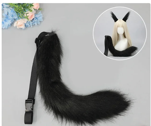 Cos Jewelry Props Fox Tail Wolf Tail Cat Strap Tail Accessories Large Handmade Plush Beast Ears Beast Tail