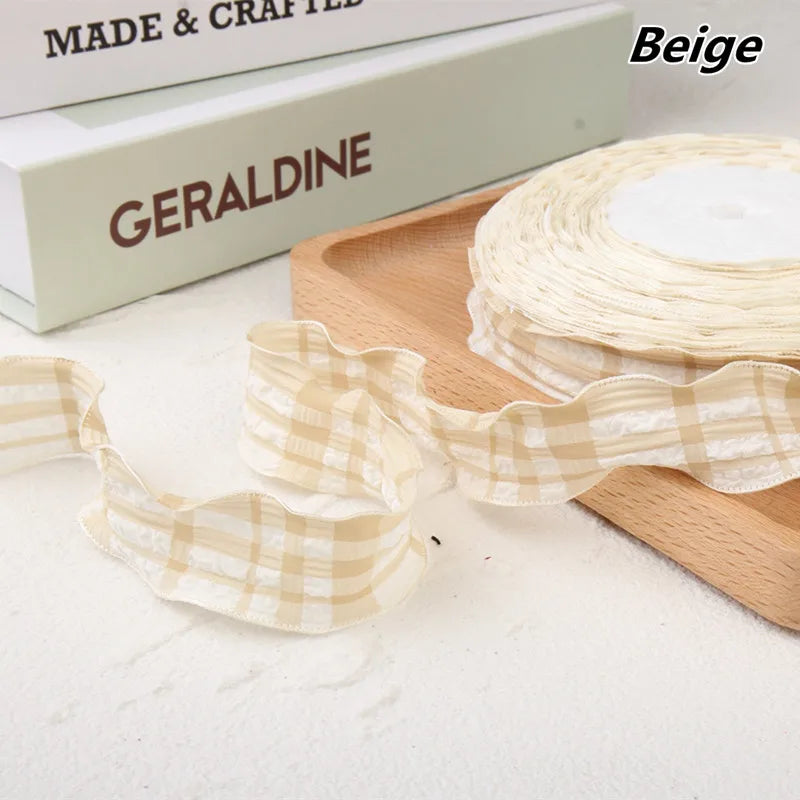 Cotton fabric plaid wavy edge lace barcode DIY headwear gift box clothing frame bow knot production material pet supplies ribbon