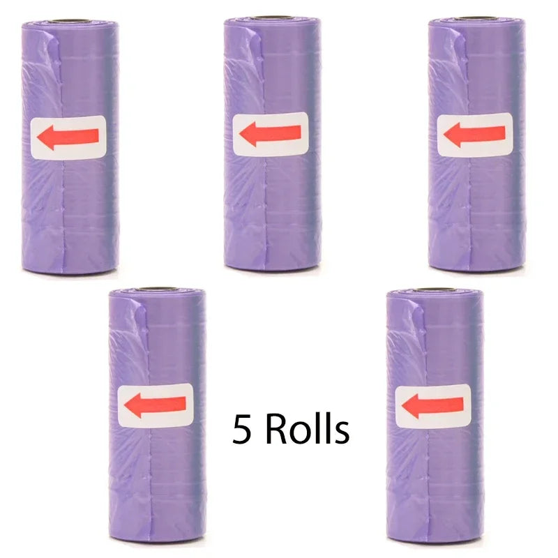 Disposable Pet Poop Bags Dog Poop Bag Bone Dispenser with Leash Clip Puppy Dog Products Supplies 5Roll(75Pcs) Bags