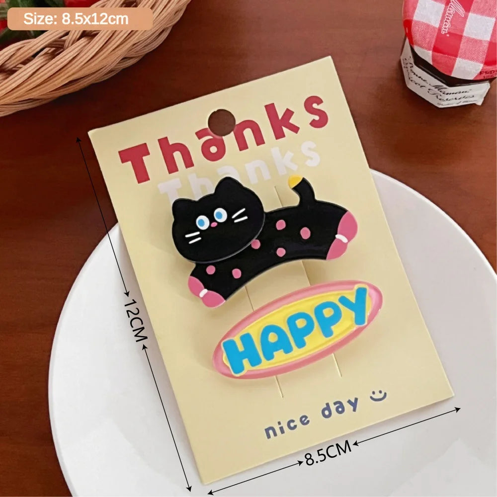 2 Pcs Cute Cartoon Cute Pet Hair Clip Girl Heart Versatile Hair Accessories Temperament bangs Clip Hair Clip Set