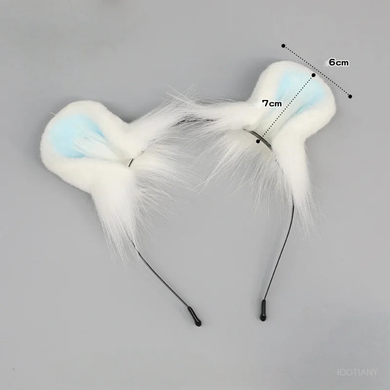 Halloween Cute Plush Animal Ears Headband Blue Dog Tail Role Play Props Lolita Girl Comic Exhibition Animal Ears Headdress Set
