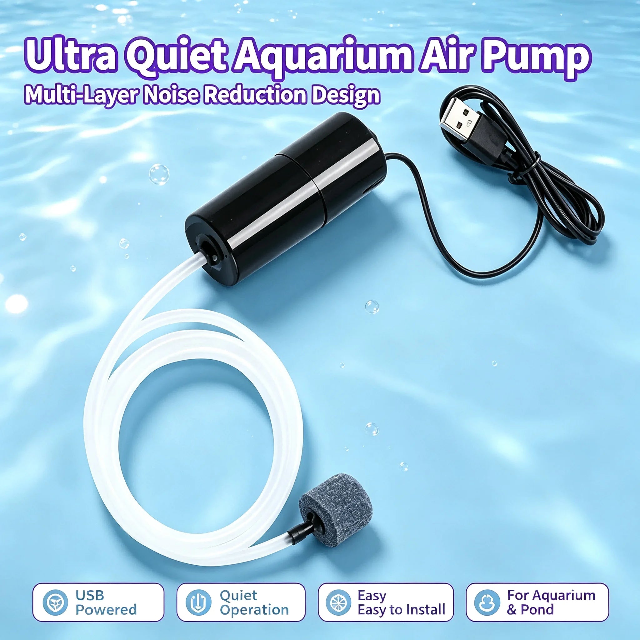 Oxygen Pump USB Portable Fish Tank Fish Aquarium Supplies Small Oxygen Pump Ultra-Quiet Fishing Aerator