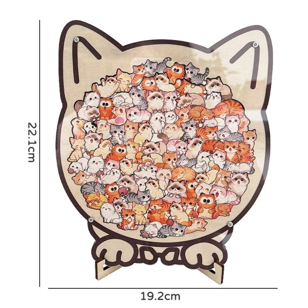 Cartoon Wooden Puzzle Toy Animal Dog Cat Bear Theme Fun Educational Toys Stress Relief Jigsaw Puzzle Puppy
