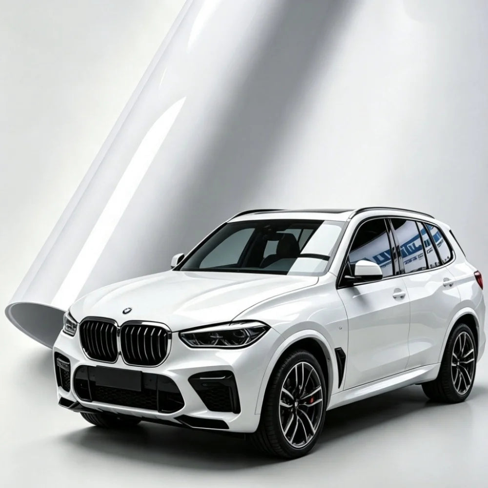 Car Wrap Film PET Glossy White Film Bubble Free Decal Car Adhesive Vinyl Waterproof Sticker for Car Accessories