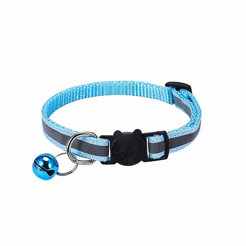 Reflective Breakaway Cat Collar Neck Ring Necklace Newborn Puppy Dog ID Collar Colorful Bell Collar for Cats Pet Kitten Products