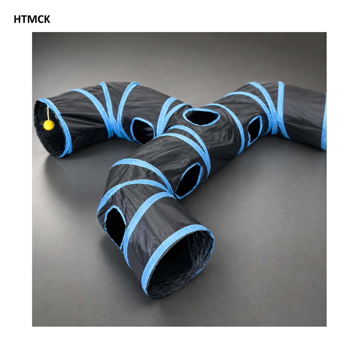 HTMCK New Design Extended Black Three-Way Cat Tunnel Toy, New Shaped Faucet Pet Passage Cat Toy, Rolling Dragon Toy